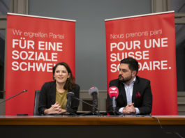 Wahlen 2023: SVP-Rechtsrutsch und positive Trendwende für die SP Das Co-Präsidium der SP Schweiz Mattea Meyer und Cédric Wermuth am Point de Press am Wahlsonntag.
