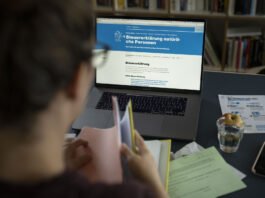 Systemwechsel Liegenschaftssteuern: Ein Geschenk für die reichsten Immobilienbesitzer Eine Frau füllt ihre Steuererklärung am Computer aus.